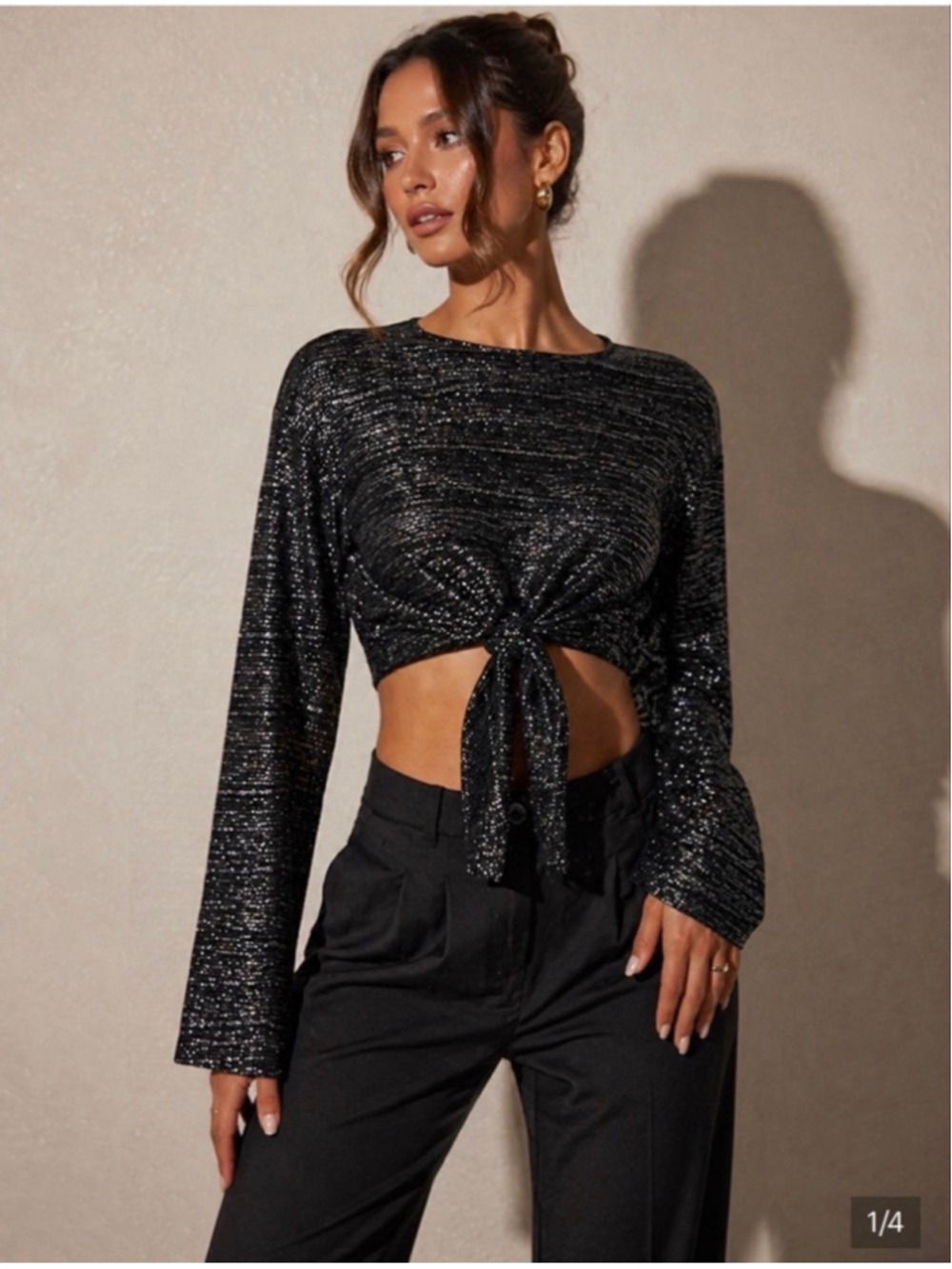 Women's ATOIR Black Silver Glisten Velocity Crop Top S